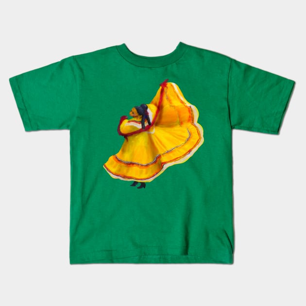 Baile Folklorico Vestido Amarillo Kids T-Shirt by Florentino